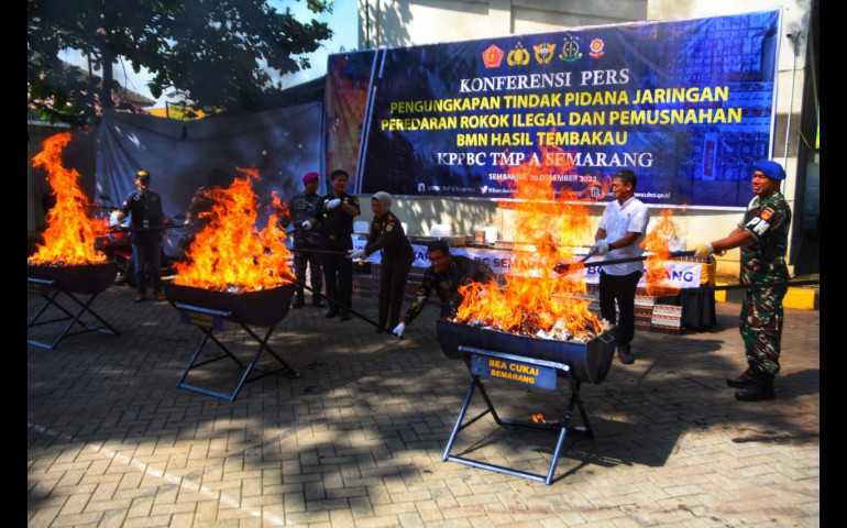 Bea Cukai Semarang Musnahkan 600 Ribuan Rokok Ilegal, Rugikan Negara Rp 500 Jutaan
