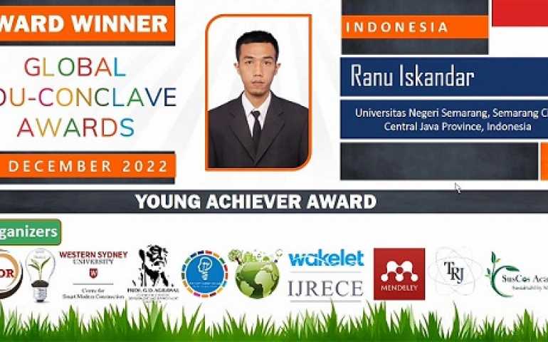 Dosen Unnes Raih Penghargaan Kategori Anak Muda Berprestasi Tingkat Internasional