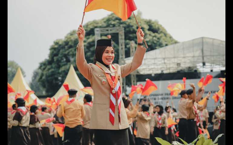 Meriahnya Perkemahan Pramuka Berkebutuhan Khusus 2023, Atikoh Gunakan Bahasa Isyarat dan Flashmob Bareng Peserta