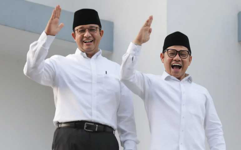 Capres Cawapres Anies Baswedan- Cak Imin Pimpin Suara di TPS Maruf Amin