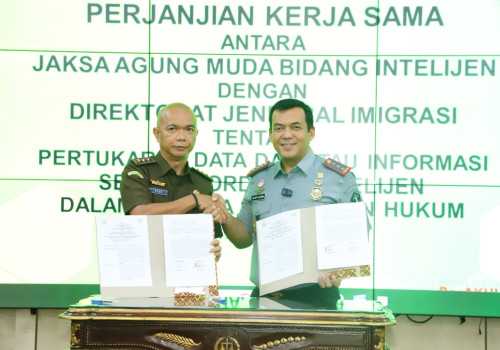 JAM-Intelijen Kejagung Reda Manthovani Teken Adendum Kerja Sama dengan Direktorat Jenderal Imigrasi terkait Pertukaran Data Informasi