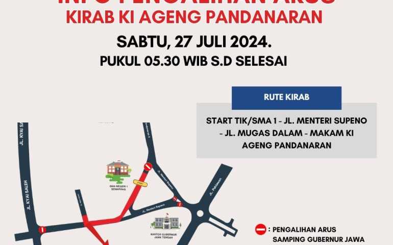 Simak! Ada Kirab dan Ki Ageng Pandanaran Art Festival, Besok Jalan Menteri Supeno dan Letjend Suprapto Ditutup Sementara