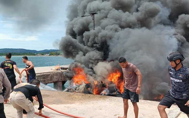 Pencarian Korban Kebakaran Speedboat Cagub-Cawagub Malut Masih Dilakukan Intensif