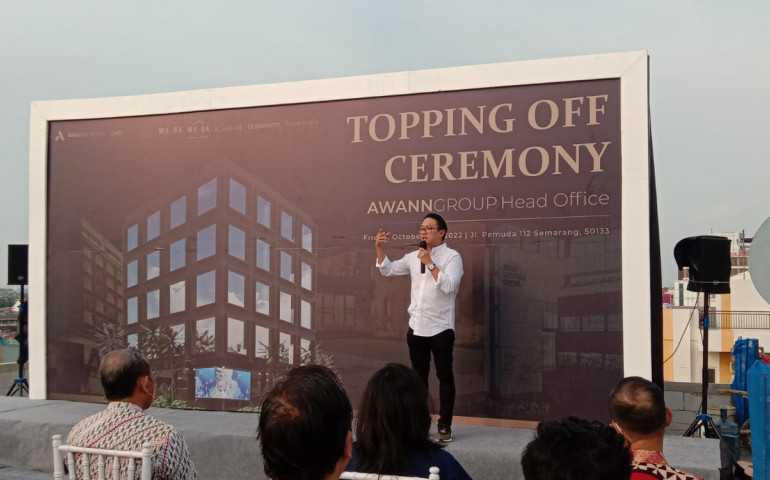 Komitmen dalam Berbisnis, Awann Group Gelar Topping Off Ceremony Proyek Pembangunan Head Office