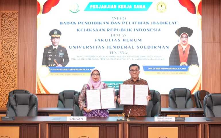 Badiklat Kejaksaan RI dan FH Unsoed Jalin Kerja Sama Kelas Afirmasi Magister Hukum RPL untuk Jaksa