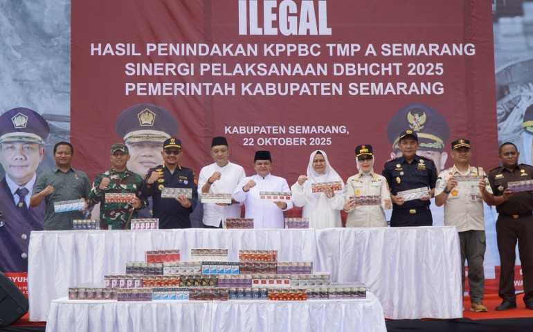 Bea Cukai Semarang Bersinergi dengan Satpol PP Kabupaten Semarang Musnahkan Hampir 4 Juta Batang Rokok Ilegal