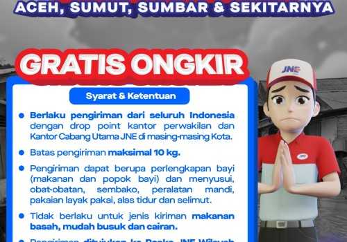 Wujud Kepedulian, JNE Fasilitasi Kiriman Bantuan Tanpa Biaya ke Sumatra