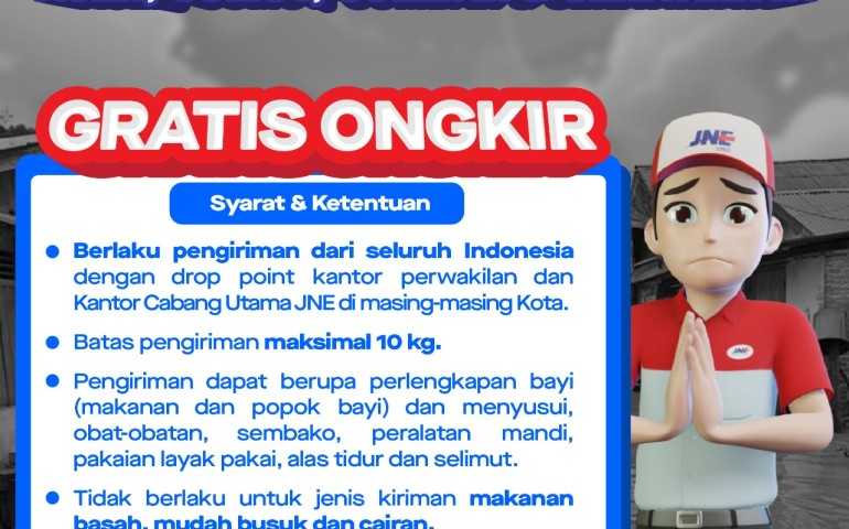 Wujud Kepedulian, JNE Fasilitasi Kiriman Bantuan Tanpa Biaya ke Sumatra