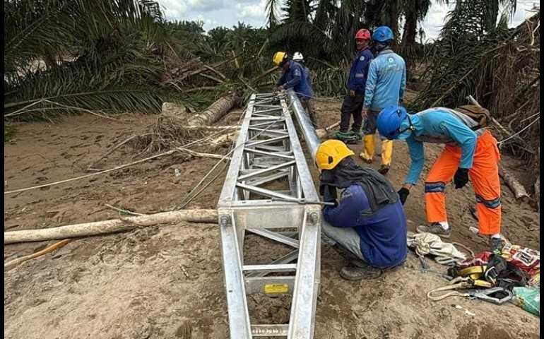 PLN Terus Kebut Siang Malam Perbaiki Jalur Listrik Langsa-Pangkalan Brandan, Penopang Pemulihan Kelistrikan Aceh